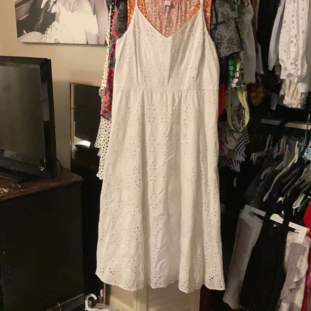 White eyelet midi dress Sz M